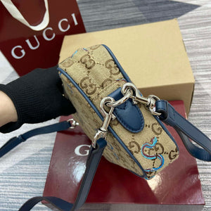 Gucci 817771 Small Embroidered Snake Crossbody Bag Apricot cloth - Default Title - View 3