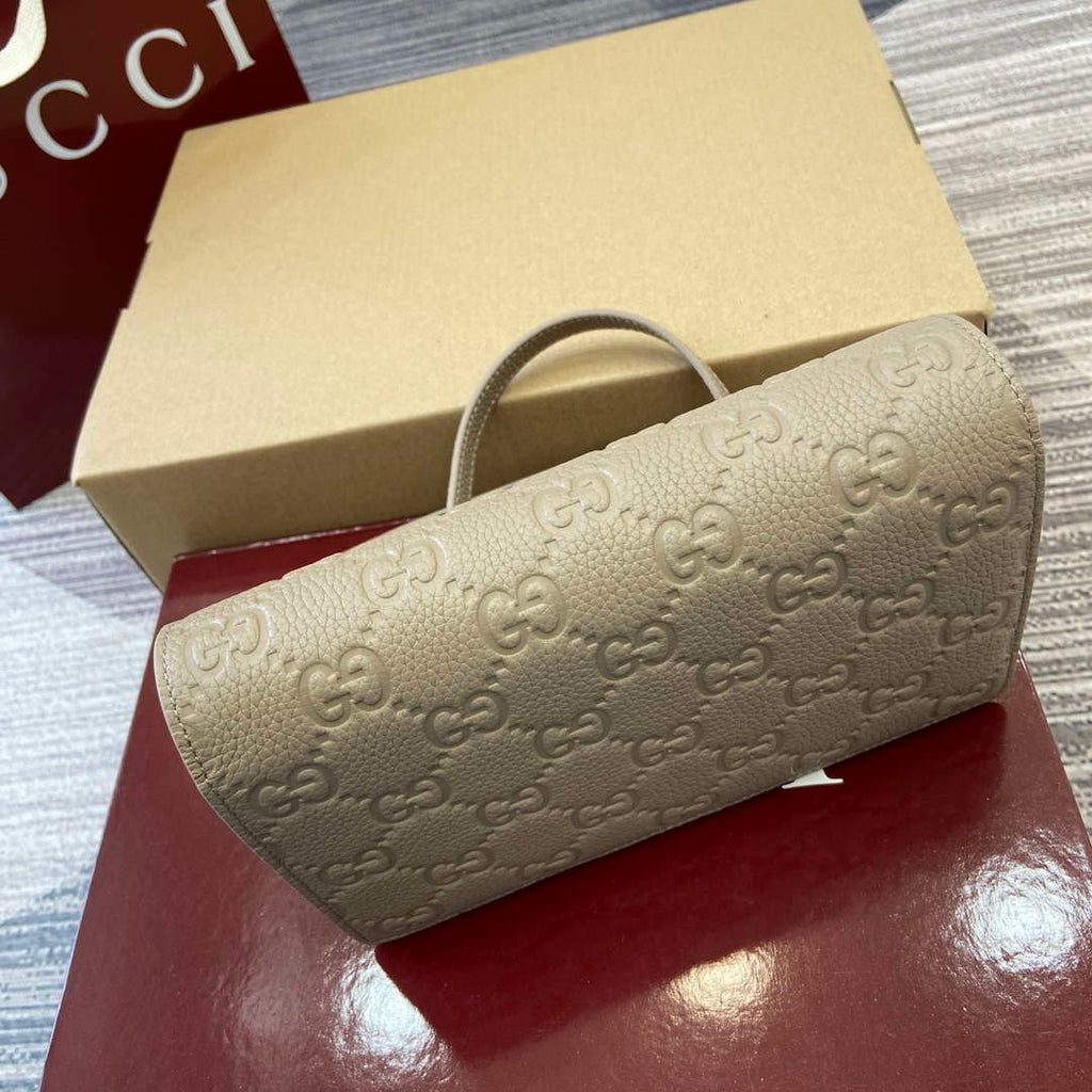 Gucci 818705 GG Emblem super mini shoulder bag Taupe