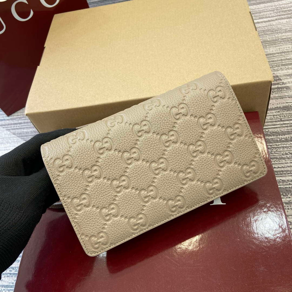 Gucci 818705 GG Emblem super mini shoulder bag Taupe