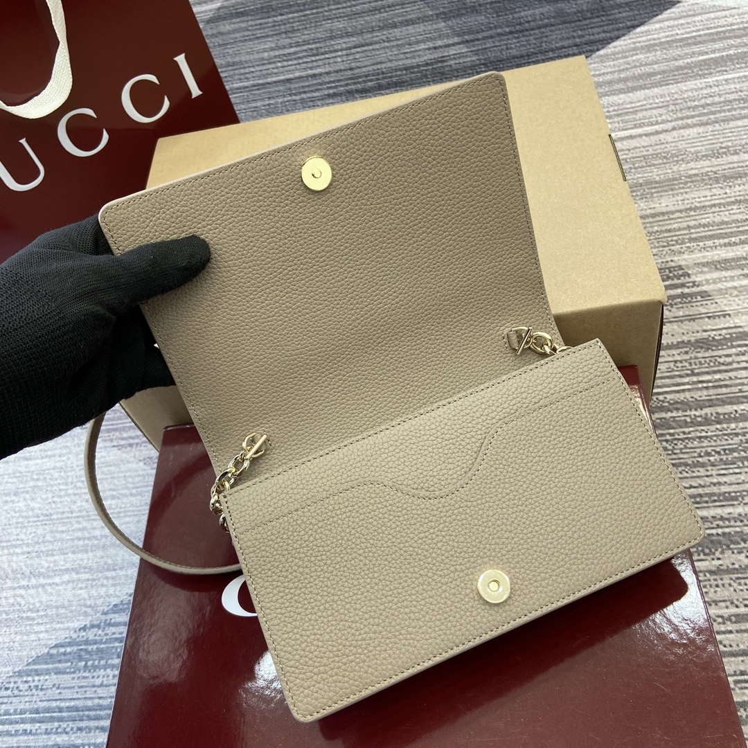 Gucci 818705 GG Emblem super mini shoulder bag Taupe