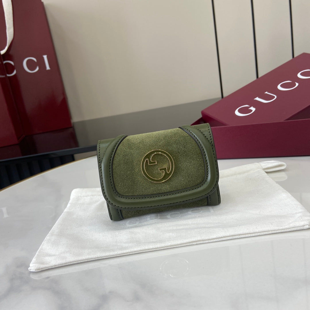 Gucci 818795 Gucci Blondie card case Suede leather Green - Default Title - View 1