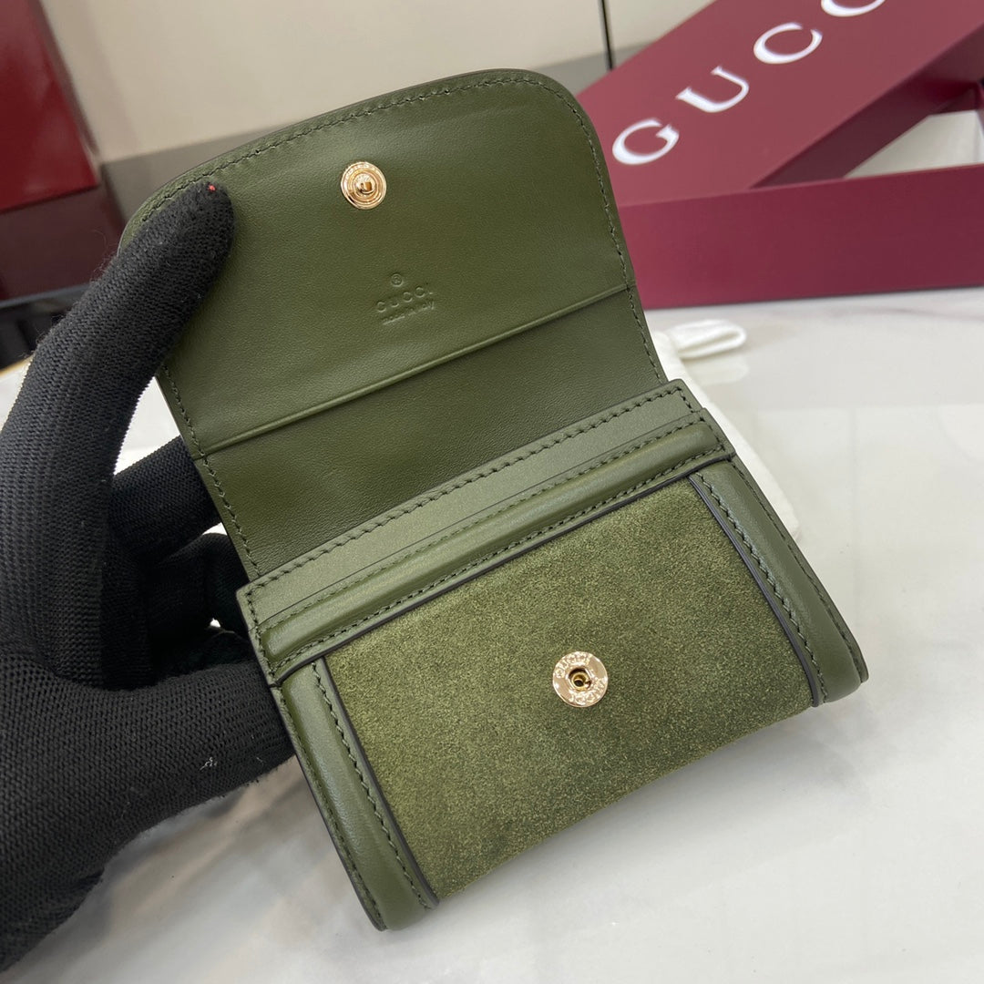 Gucci 818795 Gucci Blondie card case Suede leather Green - Default Title - View 7