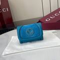 Gucci 818795 Gucci Blondie card case Suede leather Blue - Default Title - View 1