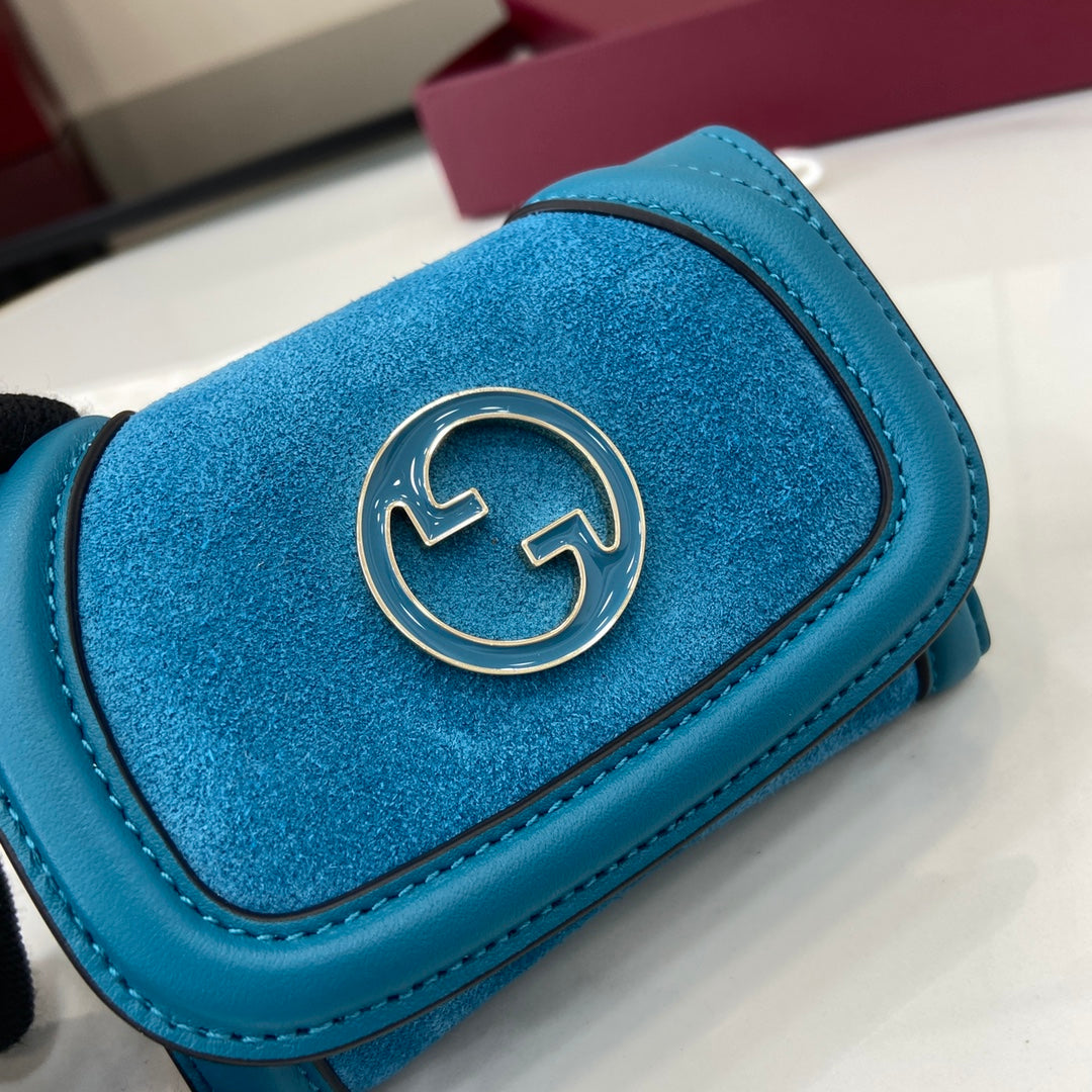 Gucci 818795 Gucci Blondie card case Suede leather Blue - Default Title - View 5