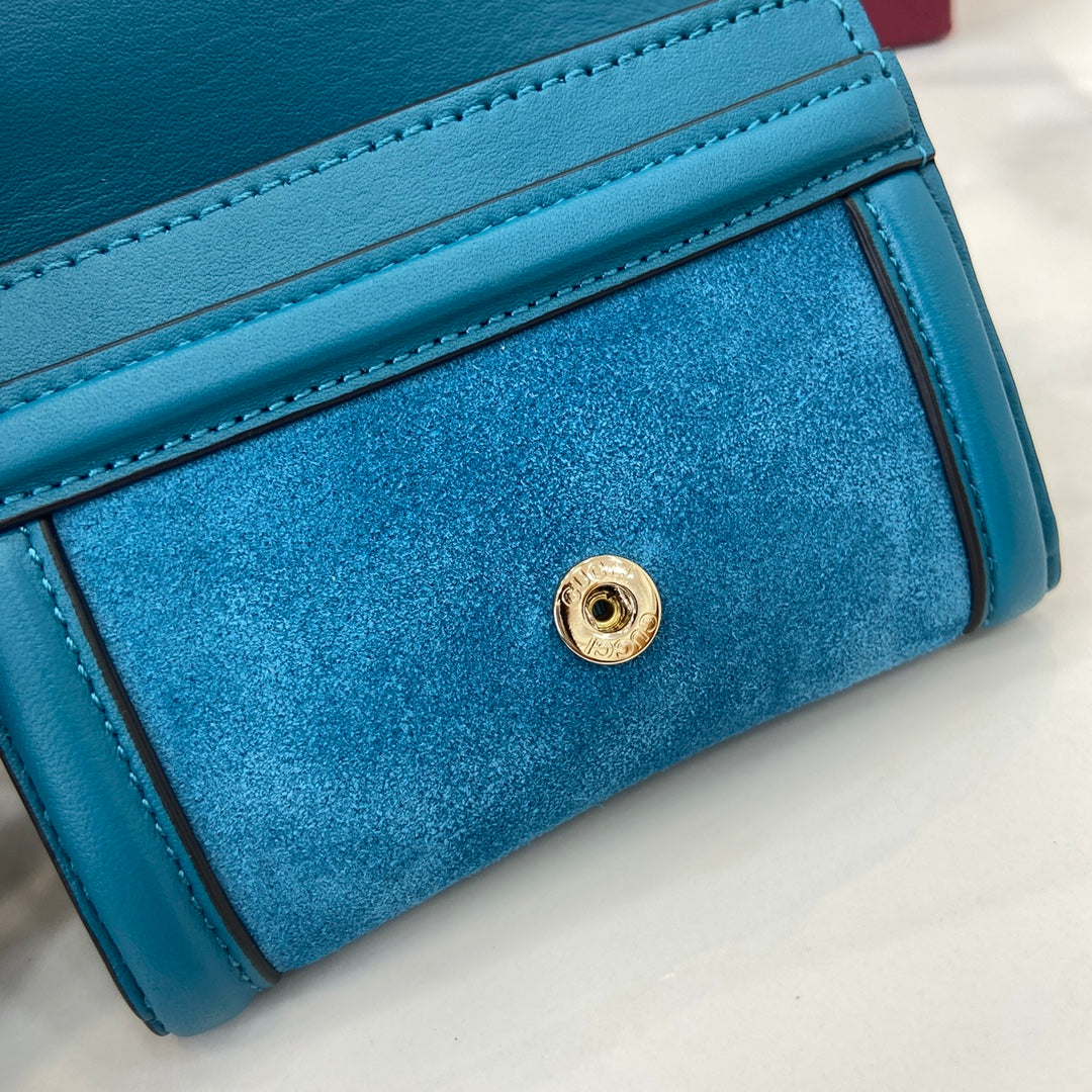 Gucci 818795 Gucci Blondie card case Suede leather Blue