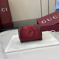Gucci 818795 Gucci Blondie card case Suede leather Wine Red - Default Title - View 1