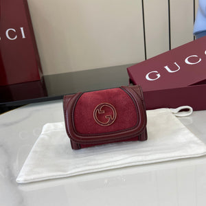 Gucci 818795 Gucci Blondie card case Suede leather Wine Red - Default Title - View 1