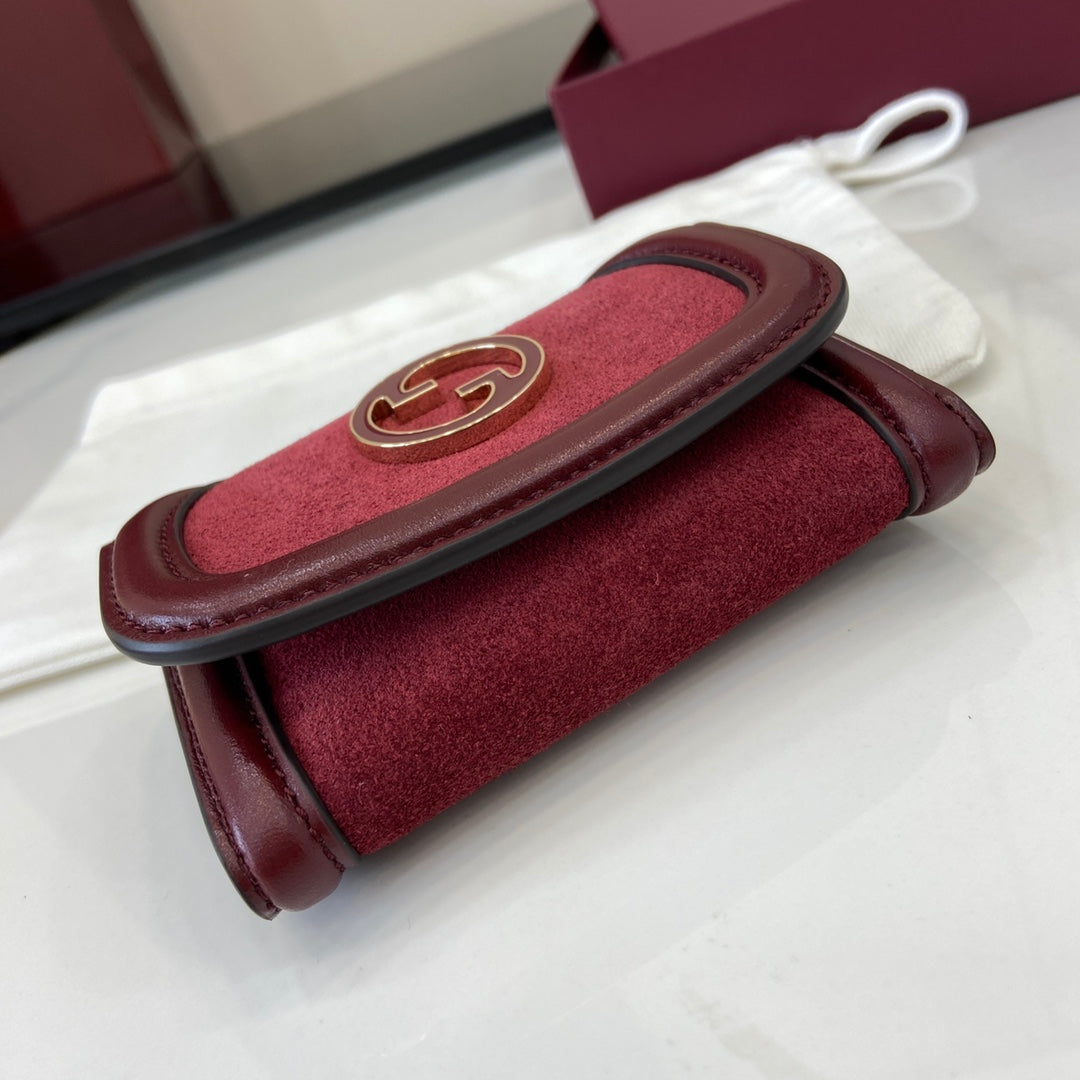 Gucci 818795 Gucci Blondie card case Suede leather Wine Red - Default Title - View 4