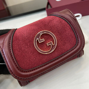Gucci 818795 Gucci Blondie card case Suede leather Wine Red - Default Title - View 5