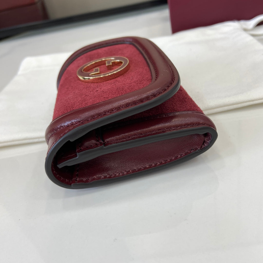 Gucci 818795 Gucci Blondie card case Suede leather Wine Red - Default Title - View 6