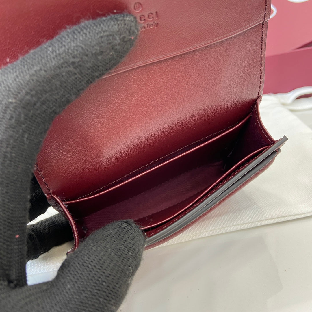 Gucci 818795 Gucci Blondie card case Suede leather Wine Red - Default Title - View 9