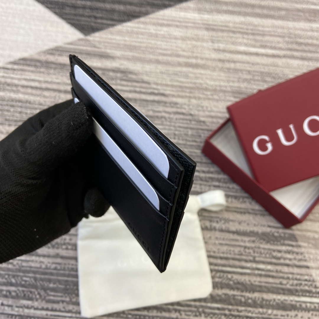 Gucci 818952 GG Emblem card case Black Leather - Default Title - View 6