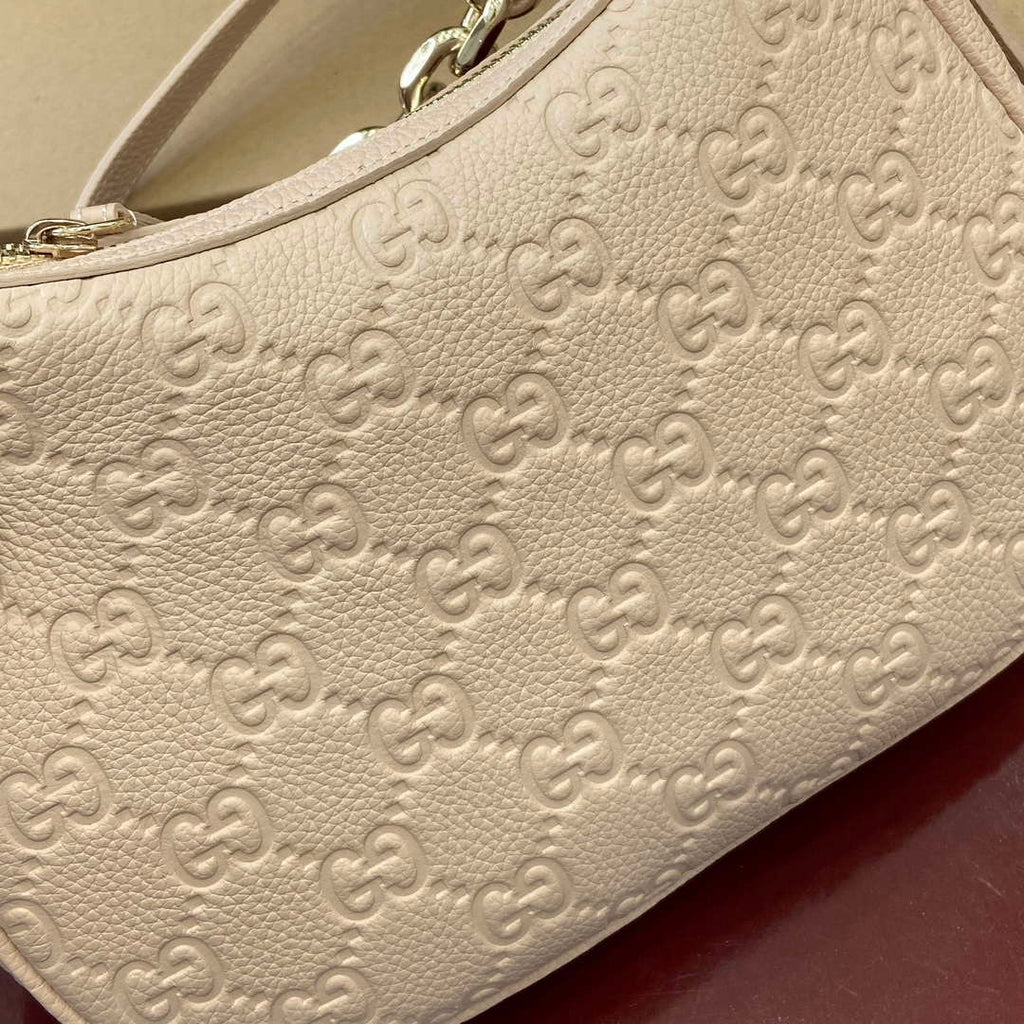 Gucci 820453 GG Emblem Medium Shoulder bag Beige