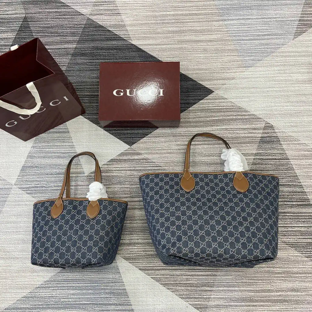Gucci 820481 Gucci Totissima large tote bag Navy Blue & Brown