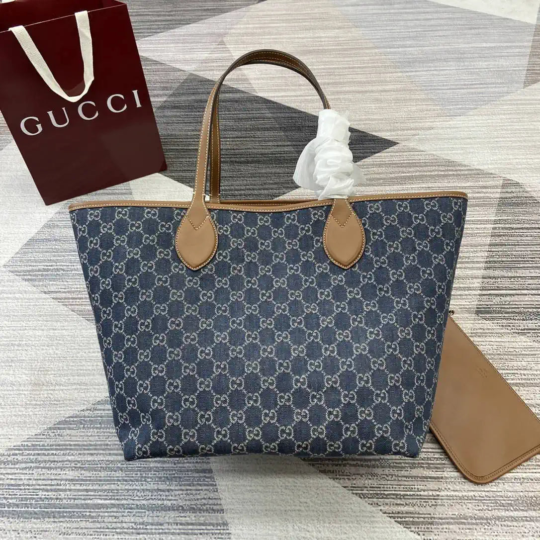 Gucci 820481 Gucci Totissima large tote bag Navy Blue & Brown
