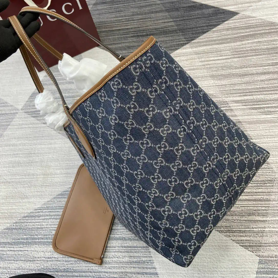 Gucci 820481 Gucci Totissima large tote bag Navy Blue & Brown
