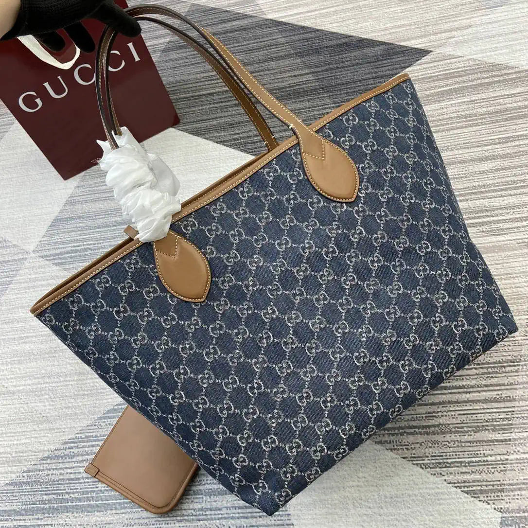 Gucci 820481 Gucci Totissima large tote bag Navy Blue & Brown
