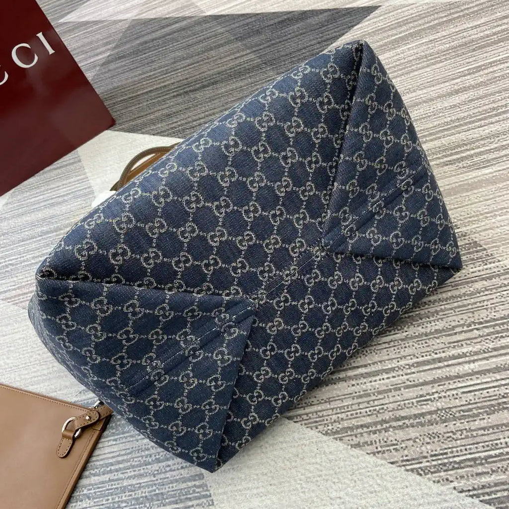 Gucci 820481 Gucci Totissima large tote bag Navy Blue & Brown