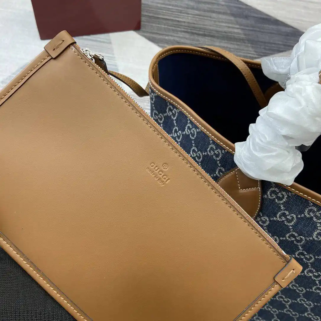 Gucci 820481 Gucci Totissima large tote bag Navy Blue & Brown