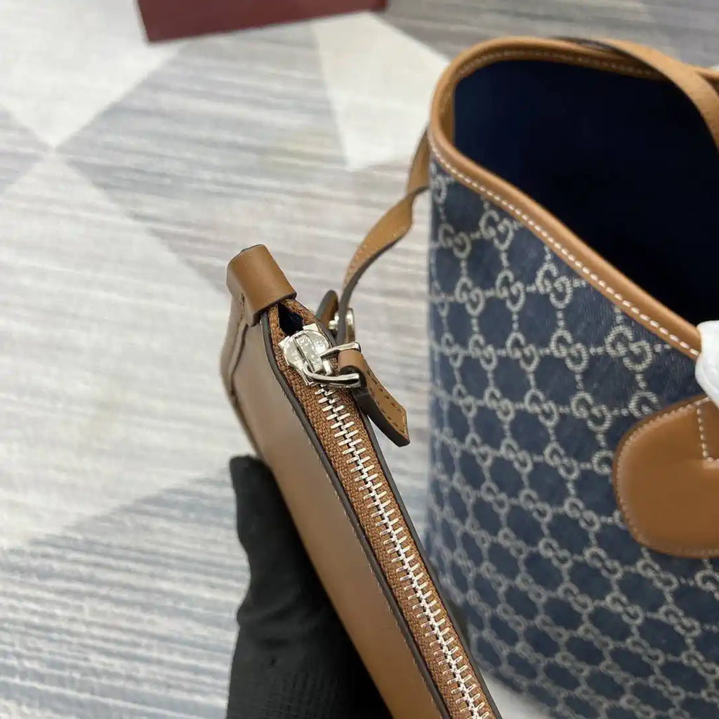 Gucci 820481 Gucci Totissima large tote bag Navy Blue & Brown