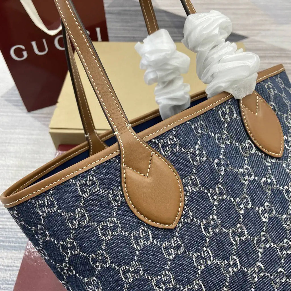 Gucci 820496 Gucci Totissima Small tote bag Navy Blue & Brown