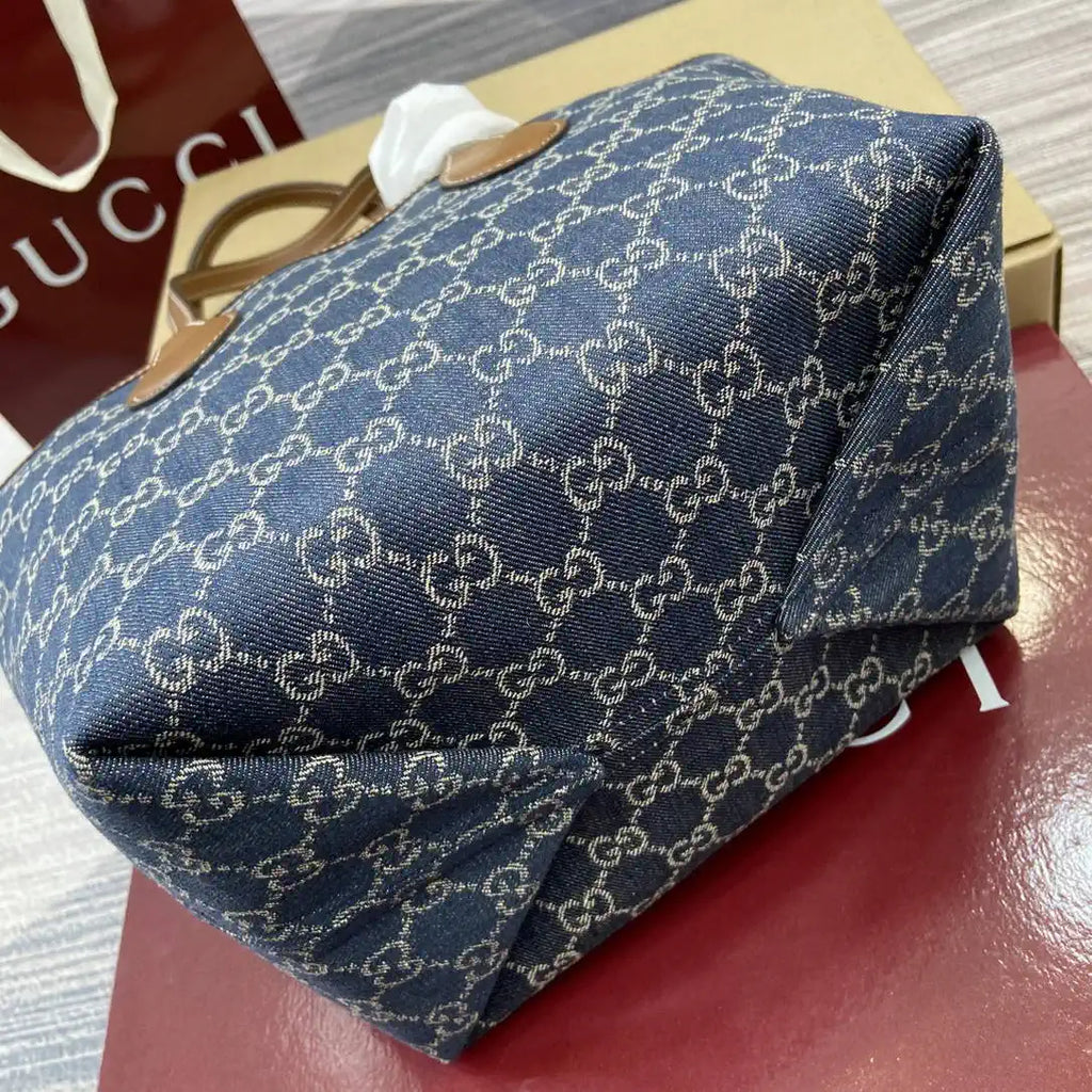Gucci 820496 Gucci Totissima Small tote bag Navy Blue & Brown
