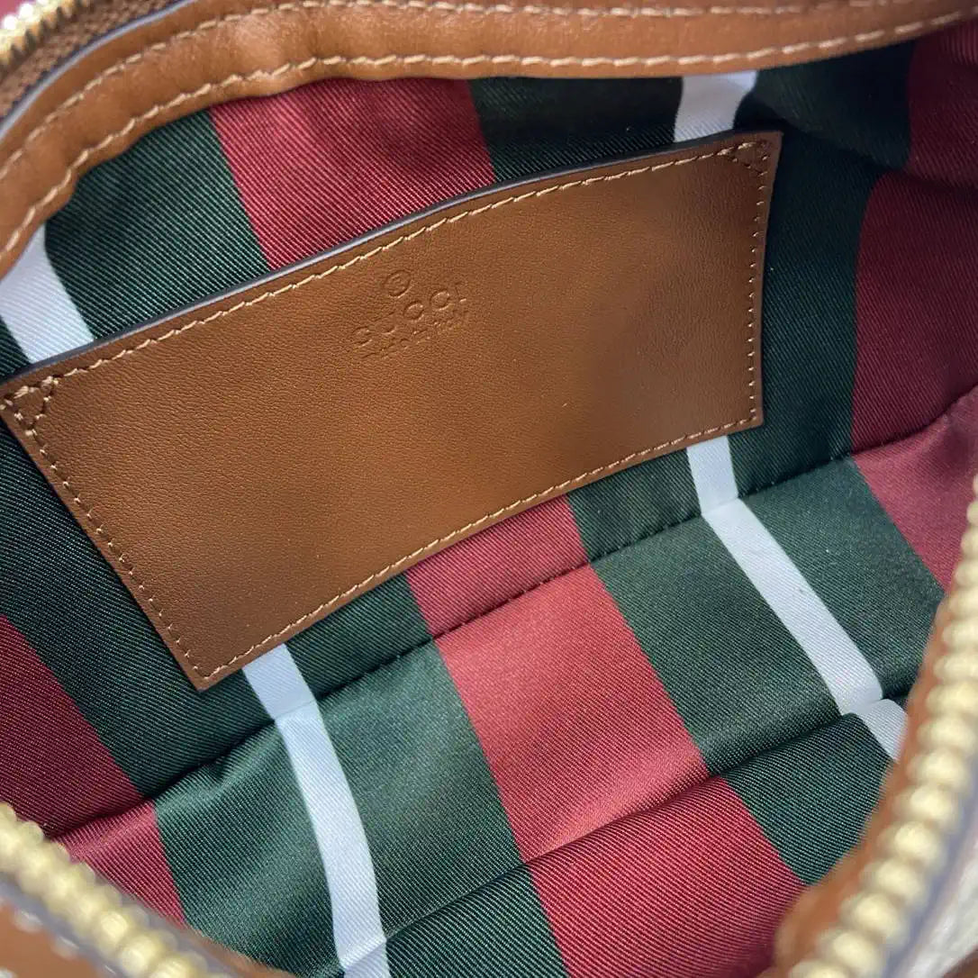Gucci 847447 GG Emblem small shoulder bag Beige and dark brown