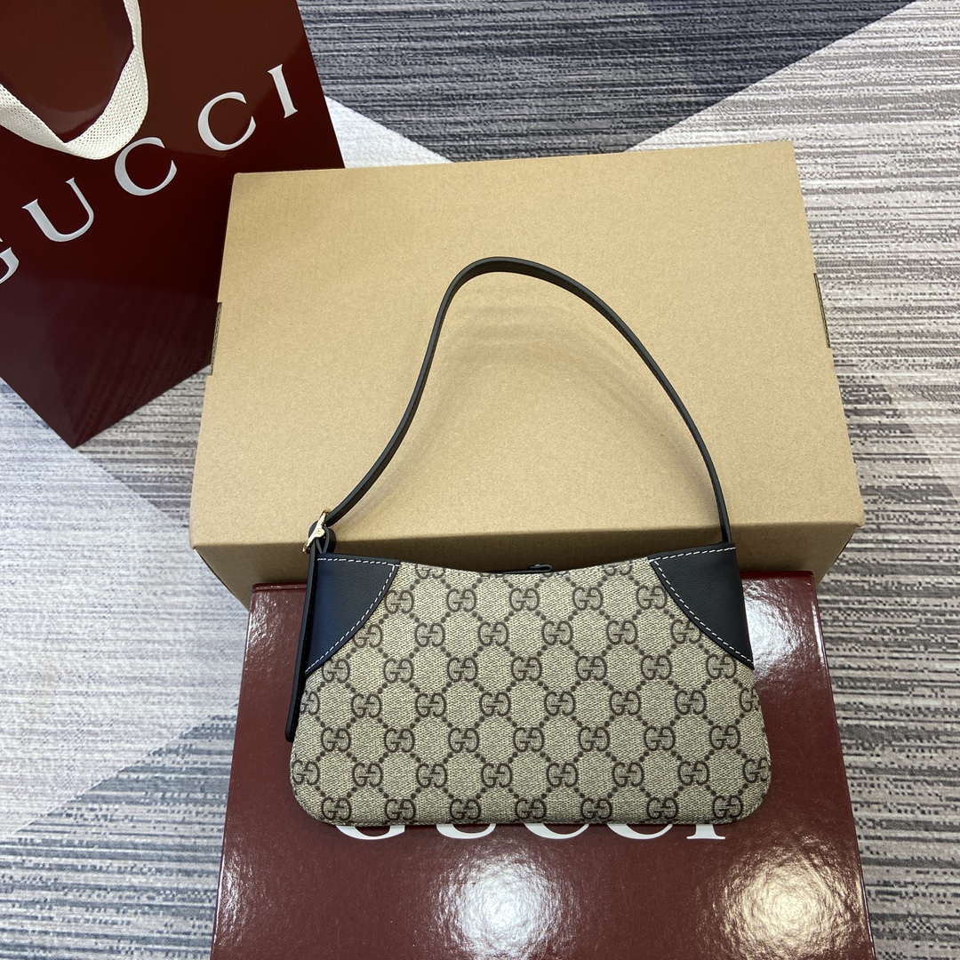 Gucci 820696 GG Emblem super mini shoulder bag Beige and Black - Default Title - View 1