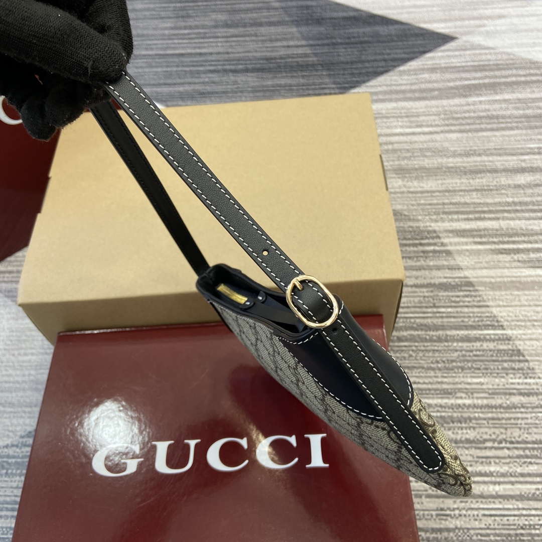 Gucci 820696 GG Emblem super mini shoulder bag Beige and Black - Default Title - View 3
