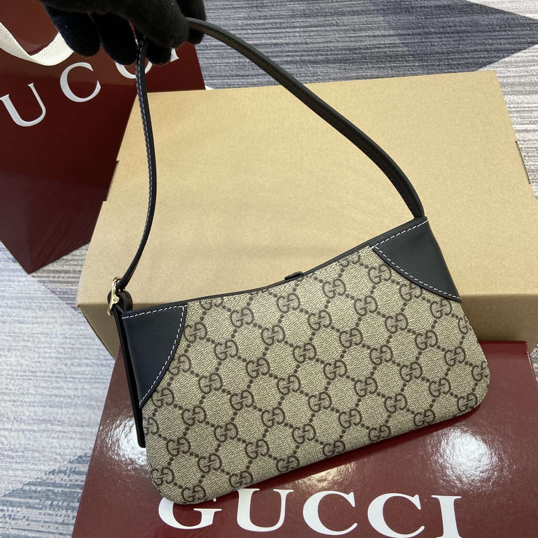 Gucci 820696 GG Emblem super mini shoulder bag Beige and Black - Default Title - View 5