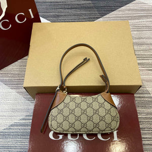 Gucci 820696 GG Emblem super mini shoulder bag Beige and Brown - Default Title - View 1