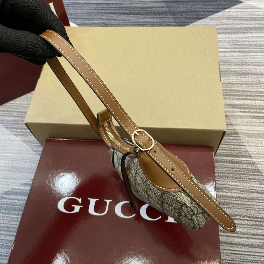 Gucci 820696 GG Emblem super mini shoulder bag Beige and Brown