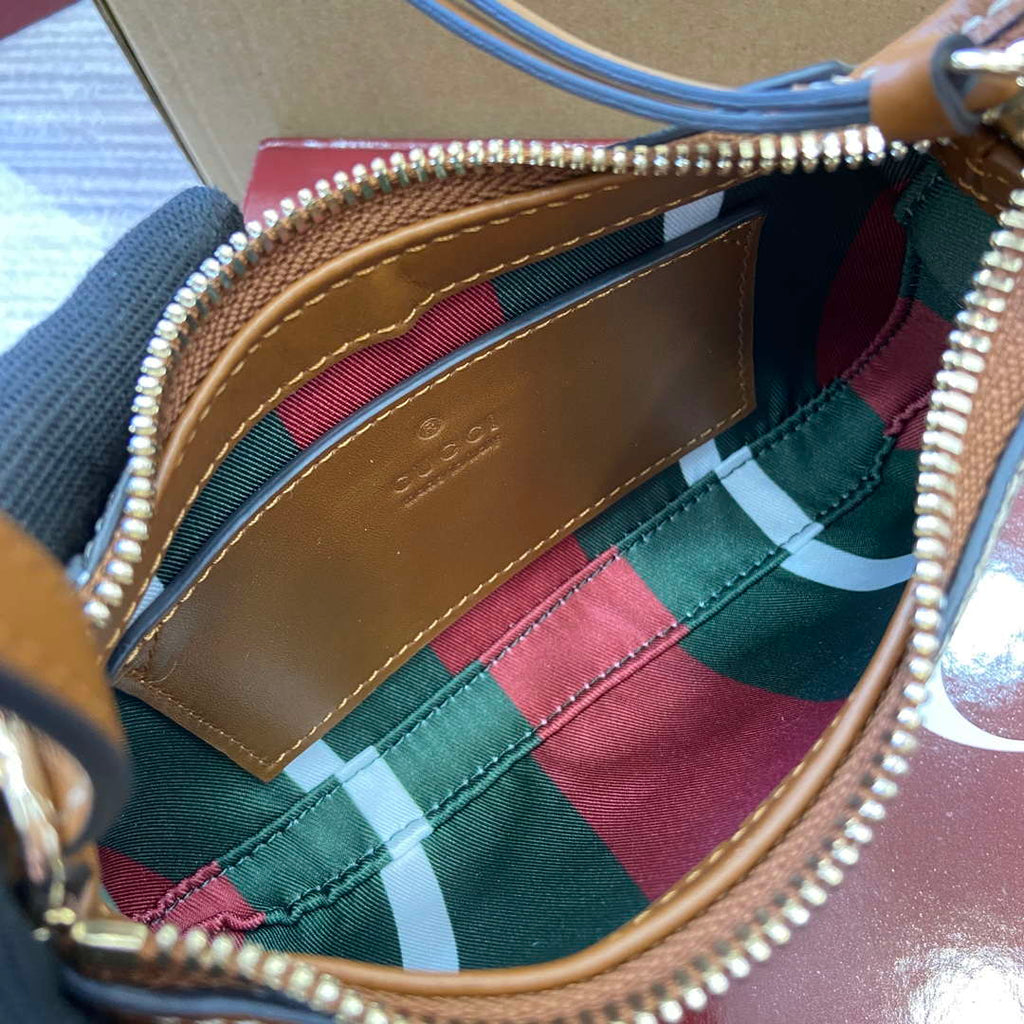 Gucci 820696 GG Emblem super mini shoulder bag Beige and Brown