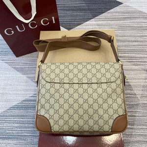 Gucci 821154 GG Emblem medium crossbody bag Beige and dark brown - Default Title - View 2