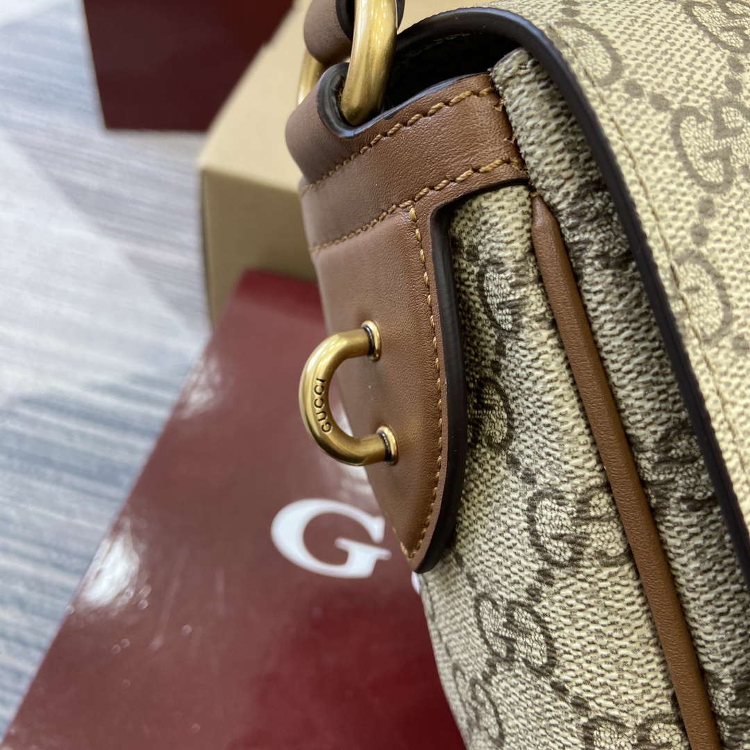 Gucci 821154 GG Emblem medium crossbody bag Beige and dark brown - Default Title - View 3