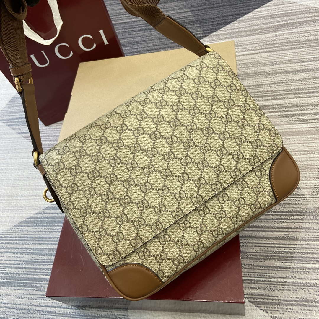 Gucci 821154 GG Emblem medium crossbody bag Beige and dark brown - Default Title - View 4