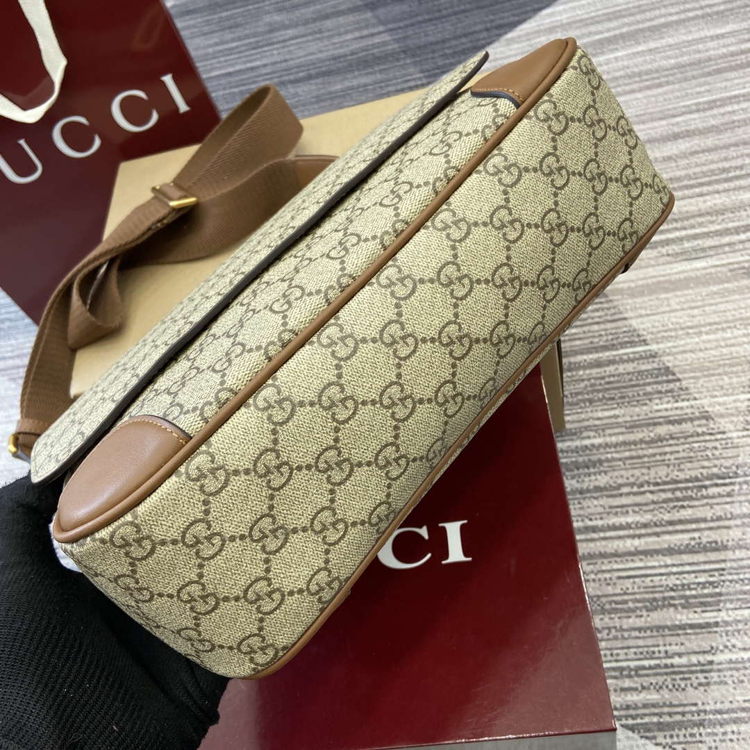 Gucci 821154 GG Emblem medium crossbody bag Beige and dark brown - Default Title - View 5