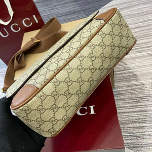Gucci 821154 GG Emblem medium crossbody bag Beige and dark brown - Default Title - View 5
