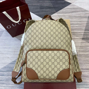 Gucci 821159  GG Emblem Medium Backpack Beige and dark brown - Default Title - View 1