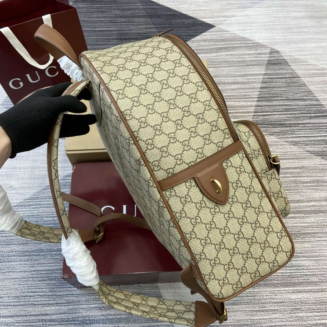Gucci 821159  GG Emblem Medium Backpack Beige and dark brown - Default Title - View 3