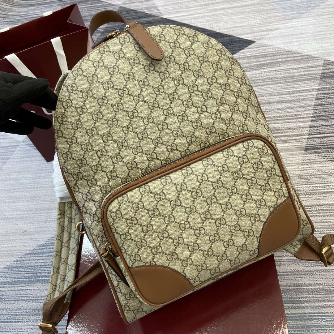 Gucci 821159  GG Emblem Medium Backpack Beige and dark brown - Default Title - View 5