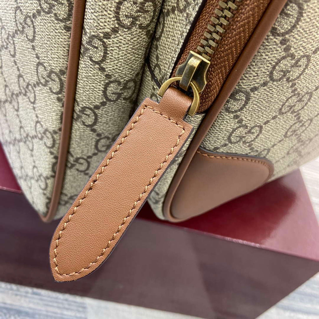 Gucci 821159  GG Emblem Medium Backpack Beige and dark brown