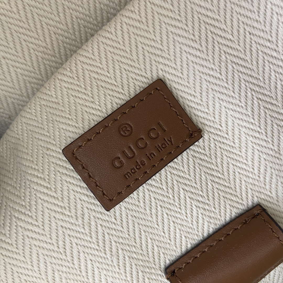 Gucci 821159  GG Emblem Medium Backpack Beige and dark brown