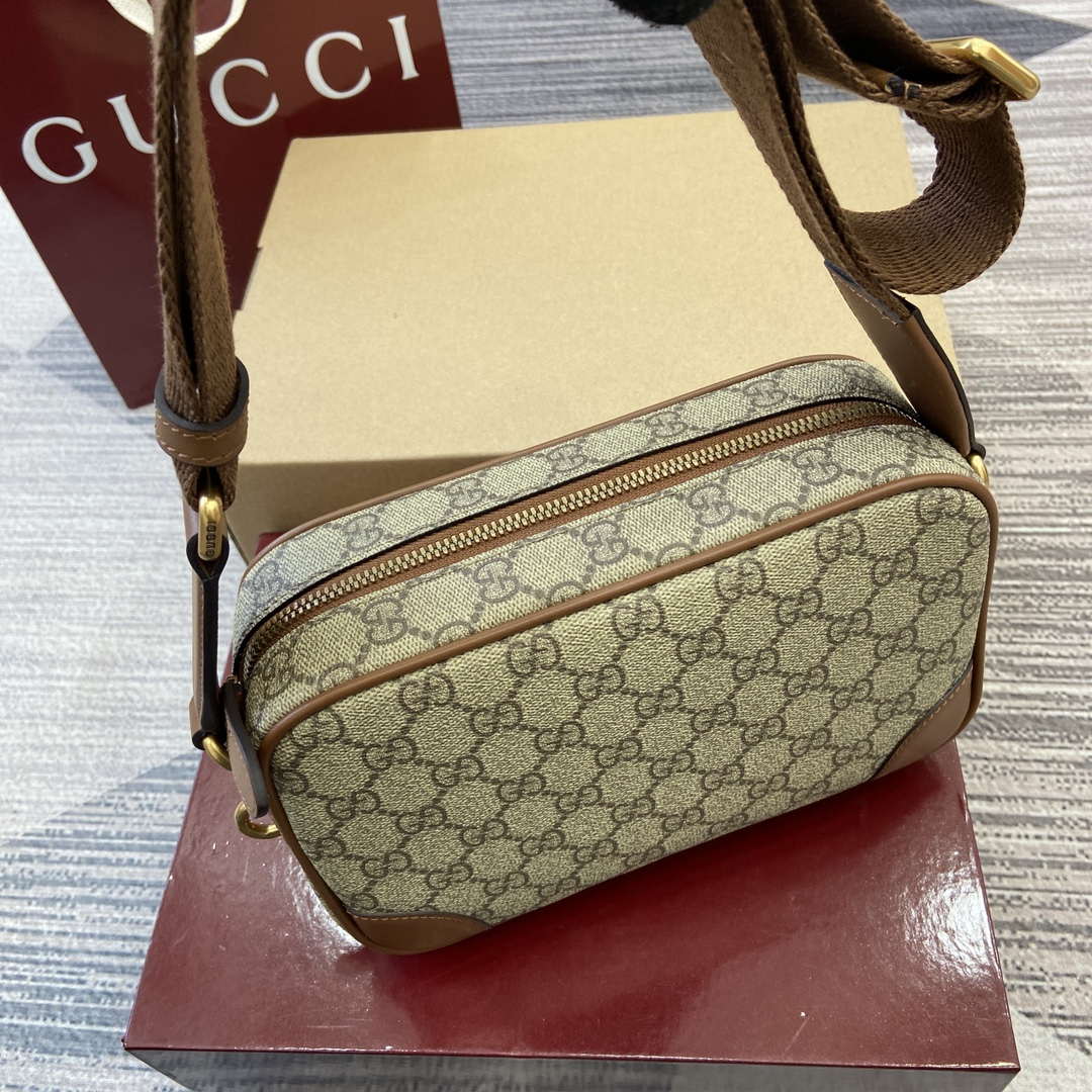 Gucci 821155 GG Emblem small crossbody bag Beige and dark brown - Default Title - View 3