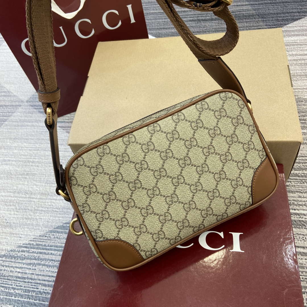 Gucci 821155 GG Emblem small crossbody bag Beige and dark brown - Default Title - View 4
