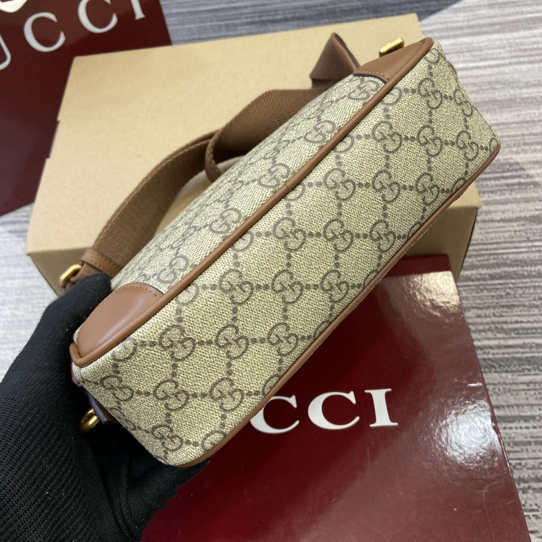 Gucci 821155 GG Emblem small crossbody bag Beige and dark brown - Default Title - View 7