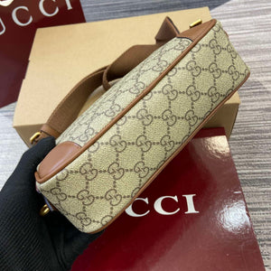 Gucci 821155 GG Emblem small crossbody bag Beige and dark brown - Default Title - View 7
