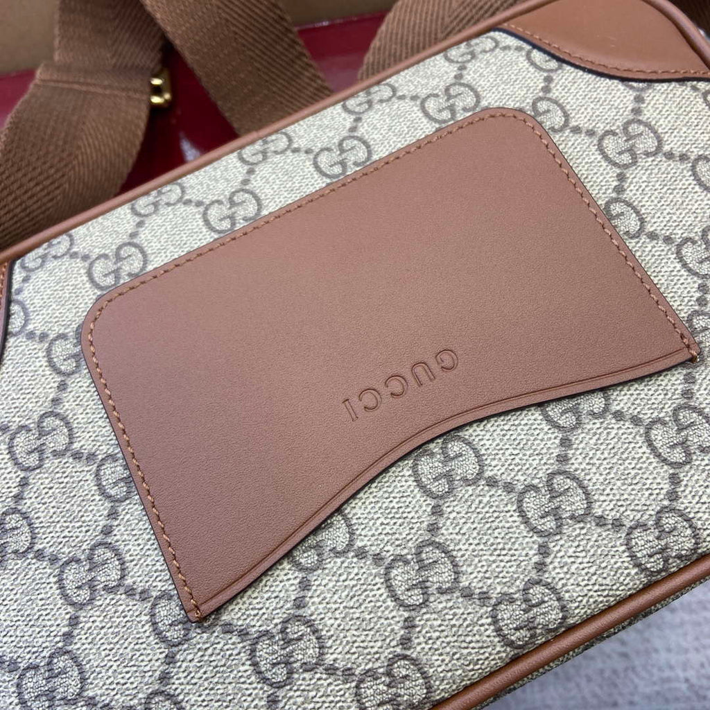 Gucci 821155 GG Emblem small crossbody bag Beige and dark brown