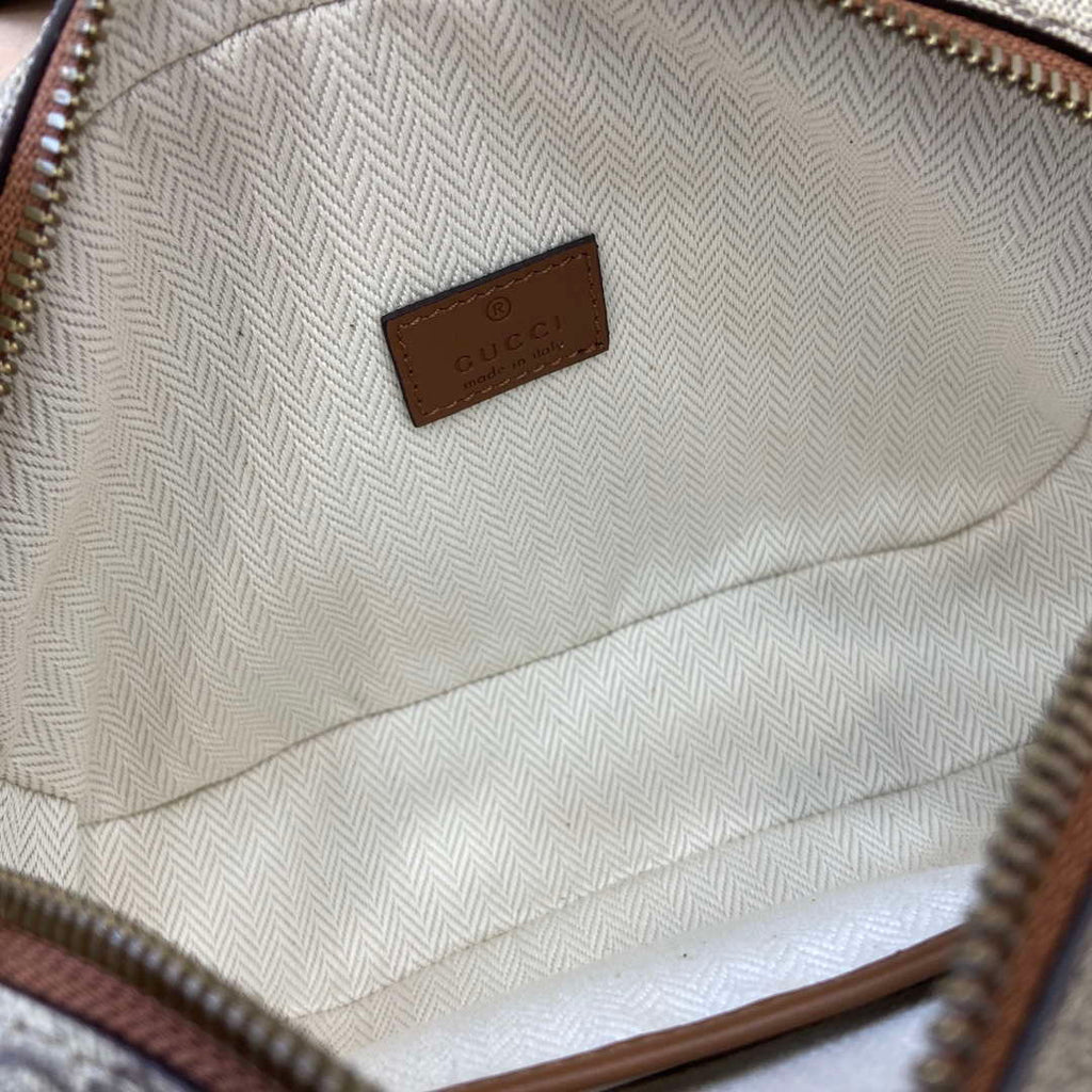 Gucci 821155 GG Emblem small crossbody bag Beige and dark brown