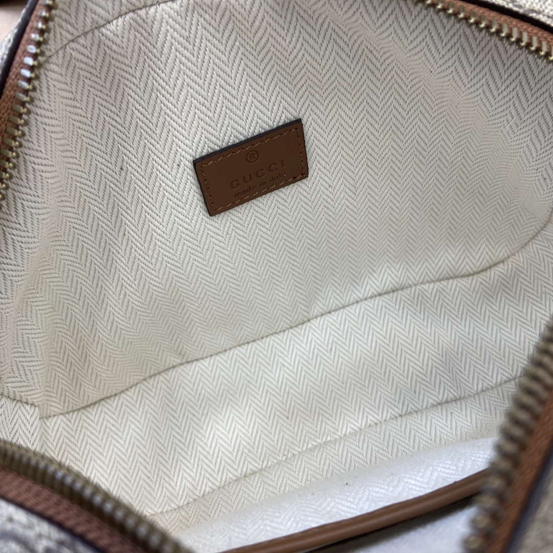 Gucci 821155 GG Emblem small crossbody bag Beige and dark brown